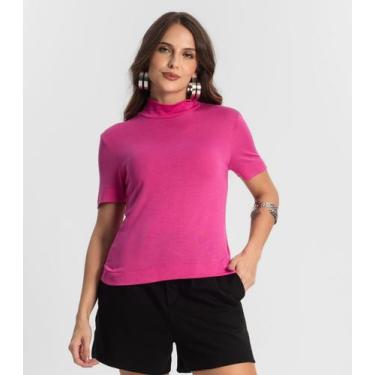 Imagem de Blusa Feminina Gola Alta ViscoTrico Básica Endless Rosa, G, Rosa