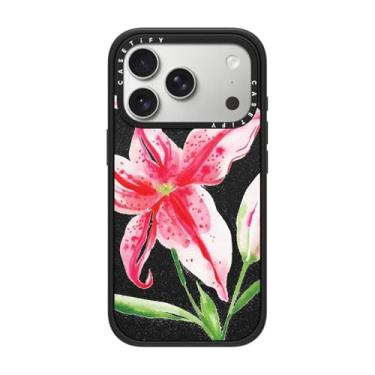 Imagem de CASETiFY Capa Impact para iPhone 17 Pro [fina/compatível com Magsafe/2,5 m. Proteção contra quedas de grau militar 4X] - Stargazer Lily - Preto fosco