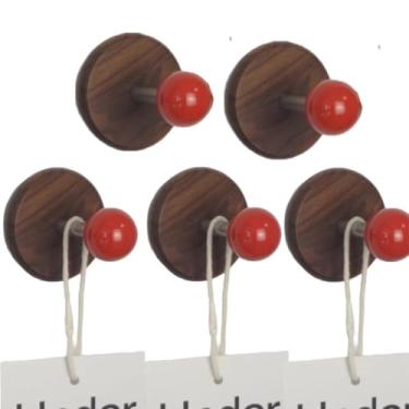 Imagem de 5 ganchos magnéticos coloridos para uso pesado, gancho magnético forte de neodímio, cabide magnético para geladeira, porta de metal, armário para pendurar toalha, casaco, bolsa, guarda-chuva (vermelho