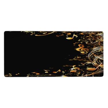 Imagem de Tapete de rato com notas grandes, música fixe, impermeável, para computador, estendido, tapete protetor de mesa, base de borracha antiderrapante, tapete de rato para escritório, computador, teclado
