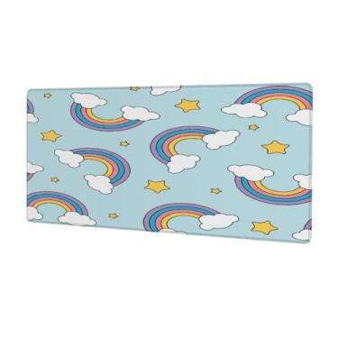 Imagem de hongjinglin Tapete de mouse grande com estampa de arco-íris bonito à prova d'água para computador estendido tapete protetor de mesa antiderrapante base de borracha para escritório, computador, teclado
