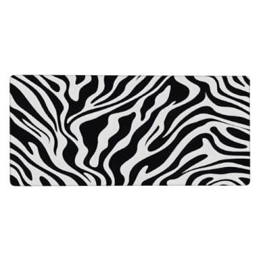Imagem de Tapete de mouse retrô abstrato com estampa de zebra grande, impermeável, protetor de mesa estendido para computador, base de borracha antiderrapante para escritório, computador, teclado, laptop e mesa