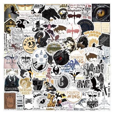 Imagem de Adesivos Fourths Wings Dragons em vinil impermeável 100 unidades