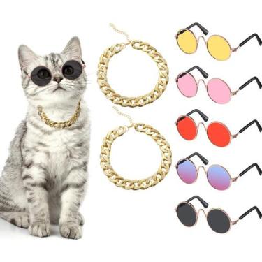 Imagem de Conjunto de Gafas de Sol y Cadena Dorada para Perros y Gatos - Weewood