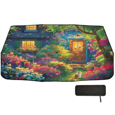 Imagem de Guarda-sol de casa de jardim para pára-brisa de carro bloqueio UV guarda-sol para carro 147 x 75 cm acessórios de carro