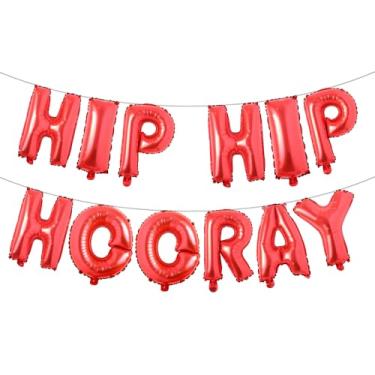 Imagem de Faixa de balão de quadril Hooray – Decoração de recuperação de cirurgia de substituição de quadril, faixa de quarto de hospital encorajadora, decorações de festa (HIP HIP HIP HOORAY Red)