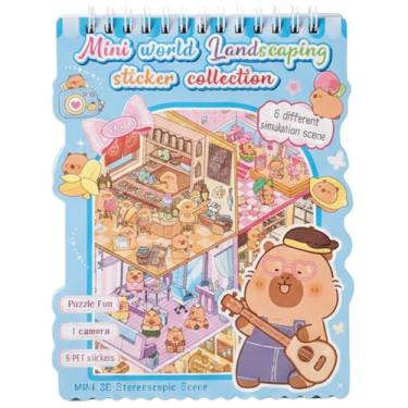 Imagem de Livro de Adesivos 3D Mini World Scenic Book, 6 Cenários Interativos DIY com Stickers para Decoração, Atividade Criativa para Adultos e Crianças (Azul)