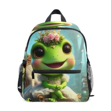 Imagem de GAIGEO Frog Princess Cute Toddler Mini Backpack Toddler Girls Backpack with Front Pocket, Safety Whistle for Ages 3-8