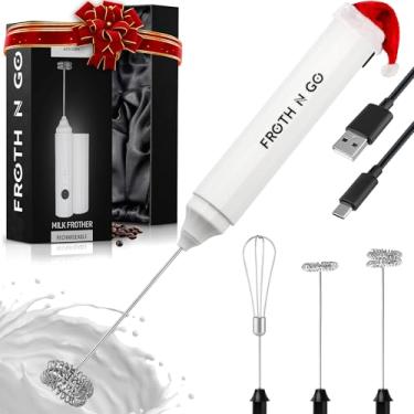 Imagem de Zulay Kitchen Zulay Froth N Go Milk Frother Recarregável - Varinha De Espuma 3 Em 1 Com Estojo E Carregador Usb-C - Vem Com 3 Acessórios De Batedor Para Latte, Cappuccino, Matcha, Shakes De Proteína