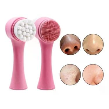 Imagem de Limpeza Facial Manual 2 em 1, Silicone, Massageadora Esfoliante, À Prova D'água, 12.5 x 4.5 cm