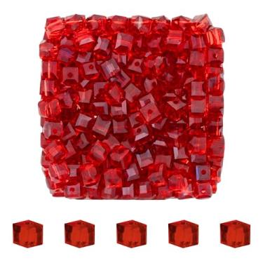 Imagem de Mandala Crafts Contas de cristal de cubo vermelho granada de 6 mm – 300 contas de vidro facetadas para fabricação de joias, pulseiras, colares, brincos e contas