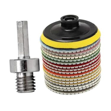 Imagem de Esquirla Conjunto de 16 discos de polimento diamantados para uso úmido, 100 mm, grãos de 50 a 10000, para furadeira, concreto, granito e pedra.