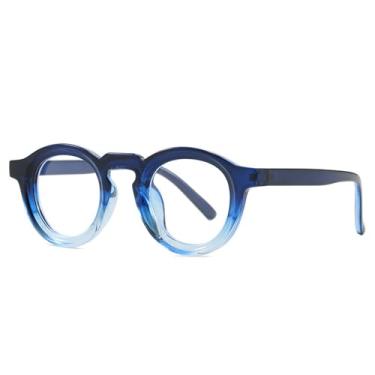 Imagem de Óculos de Sol UV400 - Armação Pequena Redonda em Cores Vibrantes, Estilo Punk, para Homens e Mulheres, Esportes ao Ar Livre, Corrida e Ciclismo, Azul e Transparente