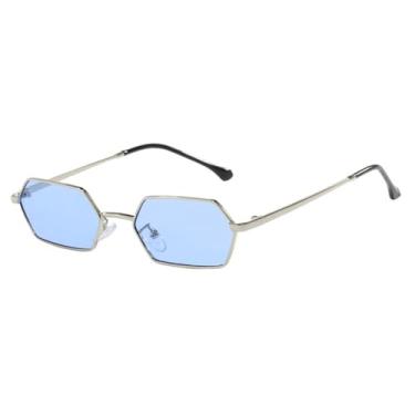 Imagem de Óculos de Sol Femininos Jelly Color com Armação Pequena em Metal Estilo Punk, Proteção UV400, Ideais para Esportes ao Ar Livre, Corrida e Ciclismo, nas Cores Prata e Azul.