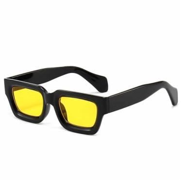 Imagem de Óculos de Sol de Armação Pequena em Cores Vibrantes, Proteção UV400, para Esportes ao Ar Livre, Corrida e Ciclismo, Preto e Amarelo.