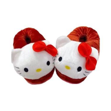 Imagem de Chinelo De Pelúcia Hello Kitty Para Mulheres, Calçado Quente De Algodã