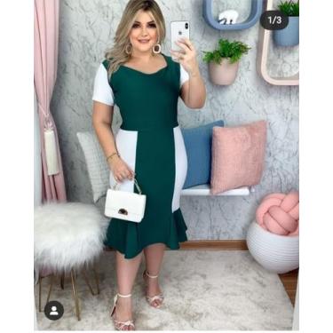 Imagem de Vestido Midi Léia Moda Evangélica Feminina - MISS FLOWER, Verde musgo,