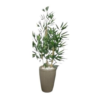 Imagem de Planta Realista Bambu Artificial Sorte 1 Metro Vaso Decorativo planta artificial decoração Sala de estar Canto da parede Sala de reuniões Lobby(Coluna Bege)