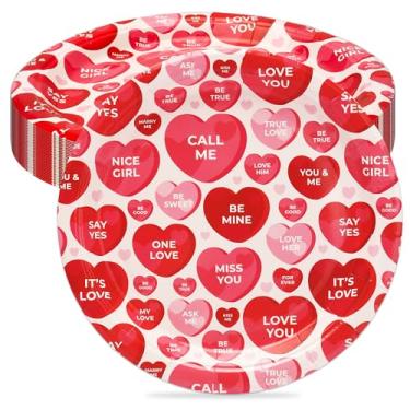 Imagem de Lucleag 40 peças de pratos de papel para o dia dos namorados, pratos descartáveis de coração dos namorados, prato de papel redondo para bolo de sobremesa, para o dia dos namorados, casamento, jantar