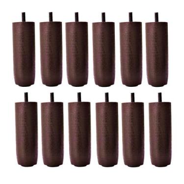 Imagem de Kit de 12 Pés Para Cama Box ou Baú Queen King TDC Marrom 12cm de Altur