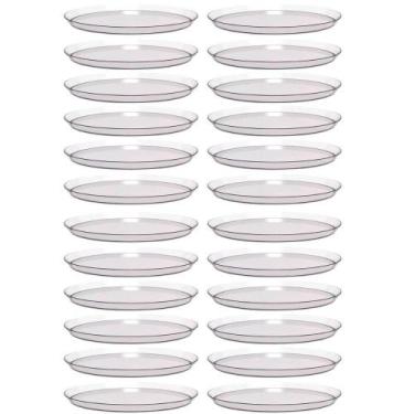 Imagem de Kit 24 Bandejas Redondas 34cm Poliestireno Doce Salgado Buffet Incolor