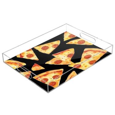 Imagem de xigua Bandeja de servir de acrílico padrão fast food com alças bandejas decorativas portáteis à prova de derramamento para café da manhã, jantar, bandeja organizadora de bancada para banheiro, cozinha