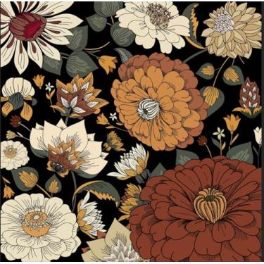 Imagem de Tyrot Tapete de cozinha botânico floral boho preto vintage 6 x 1,8 m