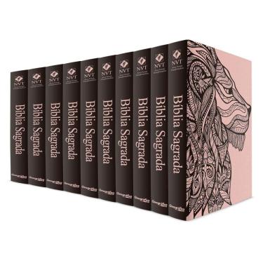 Imagem de Kit com 10 Bíblias do Leão Rosa - Capa Dura - NVT