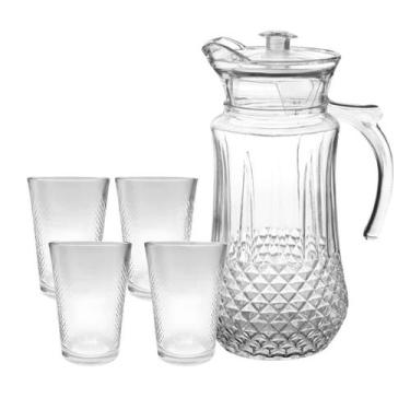 Imagem de Conjunto De Jarra 1,4L Com 4 Copo Primavera 190ml de Vidro Para Água S