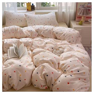 Imagem de SPXMQSS Jogo de cama de casal, conjunto de capa de edredom de solteiro, cama de casal, conjunto de cama king size, jogo de cama de casal com lençol de elástico e fronha B, cama de 1,5 m, 4 peças