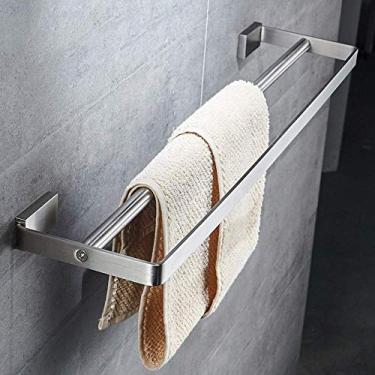Imagem de Toalheiro de hotel 60 cm/24 polegadas com prateleira de toalha de fileira dupla para banheiro barra de cabide de parede para cozinha banheiros armários de lavatório (80 cm)