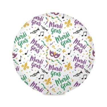 Imagem de Wassud Jogo americano Mardi Gras Music Tapetes de mesa redondos para cozinha e jantar tapetes laváveis resistentes ao calor decoração de mesa 39 cm