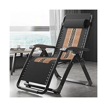 Imagem de ONDHGFBGB Cadeira de pátio reclináveis dobráveis ao ar livre gramado ajustável com travesseiro para jardim à beira da piscina e acampamento design portátil estrutura de aço suporte 120 kg