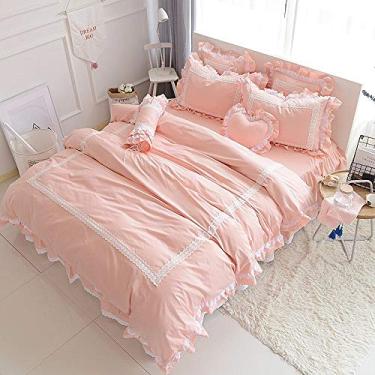 Imagem de Conjunto de capa de edredom para crianças, meninas, lençol e saia para cama, fronha 2 8 peças (5 super 4 peças)