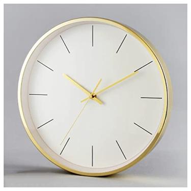 Imagem de 5sssallefaa Relógio de parede moderno minimalista sala de estar mudo casa redondo quarto decoração relógio (C tamanho único)