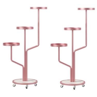 Imagem de AkosOL Suporte de plantas, suporte de plantas interno, 3 camadas, prateleira de plantas em camadas externa, com roda para várias plantas, escada em vasos, suporte de plantas modernas nórdicas