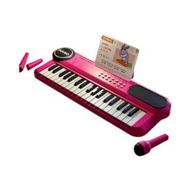 Imagem de Teclado De Piano Elétrico Infantil De 37 Teclas Com Microfone Para Can