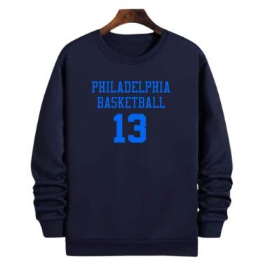Imagem de Blusa Moletom Gola Basquete Philadelphia Basketbal número 13 - Loja Cl