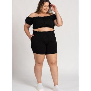 Imagem de Conjunto Feminino Plus Size Moletinho Ciganinha Detalhes Babados Elástico - Serena-Feminino