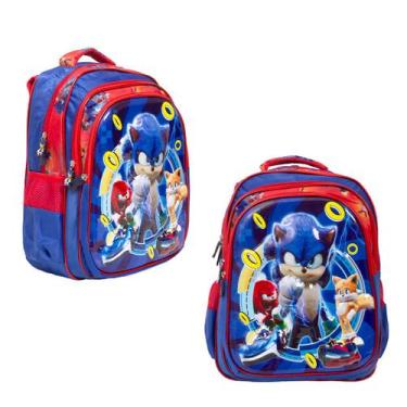 Imagem de Mochila Infantil Escolar Estampa Sonic Costas Envio Imediato - TOYS 2U
