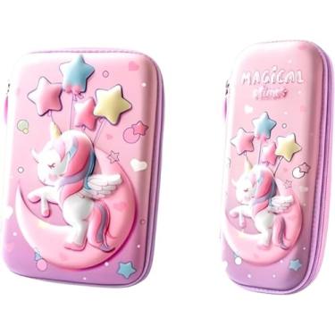 Imagem de Estojo De Lápis Infantil Com Desenho De Unicórnio Futebol Menino Menina 3D Escolar Multiuso (Unicornio Azul)