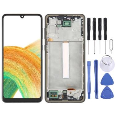 Imagem de Hiregolish Peças de reparo de tela, para Samsung Galaxy A33 5G SM-A336 6,3 polegadas OLED LCD digitalizador de tela conjunto completo com moldura, conjunto de substituição de tela com kits de reparo