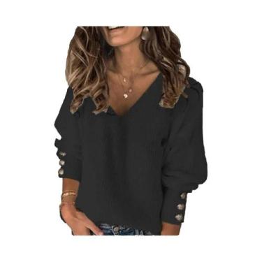 Imagem de Suéter De Malha Feminino De Outono Inverno Com Decote Em V, Ajuste Sli