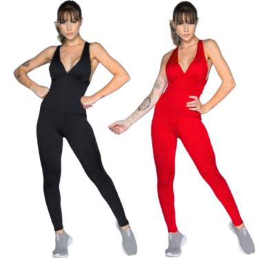 Imagem de KIT 2 Macacão Liso Longo Bojo Serra e Mar Roupa para Academia Treino Suplex Moda Fitness-Feminino
