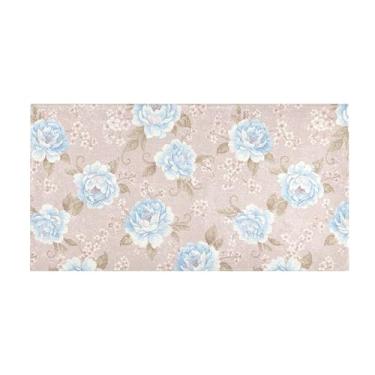 Imagem de Burbuja Tapete de corredor flores de pelúcia antiderrapante tapete de cozinha suporte de borracha para corredor, quarto, sala de estar, decoração de entrada, lavável na máquina, 51 x 99 cm