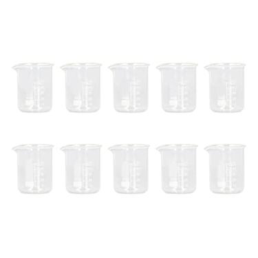 Imagem de Generic Copo de Vidro de Laboratório 50ml Conjunto de 10, Copos de Cilindro Graduado de Linha de Escala Padrão para a Maioria Dos ácidos e Solventes, Adequado para Projetos de Laboratório, Material