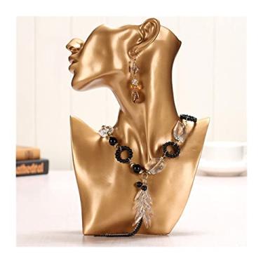 Imagem de Porta-joias Colares de Resina Suporte de Exibição Lateral Modelo Retrato Brinco Colar Suporte de Exibição para Joias Brincos Gargantilhas Pingentes e Colares Exibição de Joias (Cor: Ouro)