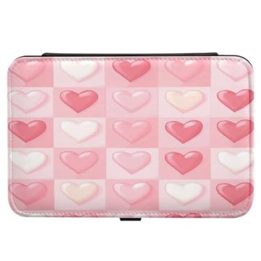 Imagem de Burbuja Caixa de joias xadrez de coração de dia dos namorados, presente para mulheres e meninas, estojo de joias portátil de couro PU organizador para brincos, anéis, colares e pulseiras