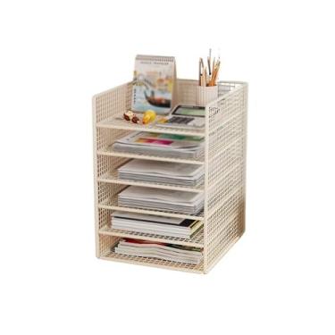 Imagem de Escritório Bandeja para cartas de 6 níveis, organizador papel para mesa escritório, bandejas arquivo, suporte para Organizador de mesa(Branco)