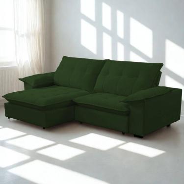 Imagem de Sofá Retrátil E Reclinável Veludo 2,20m Lisboa - Conforto Premium E Design Elegante | L...
